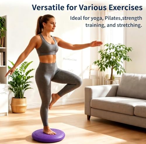 Wobble Cushion Balance Disc, Extra Thick Sensory Pad for Kids & Adults, Flexible Seating Core Strength Trainer for Posture Correction, Desk, Yoga & Stability Workout with Pump