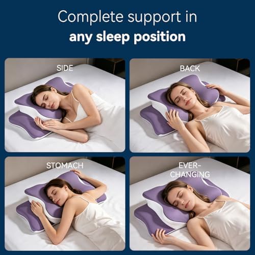 Pillow for Neck Pain Relief, Cooling Memory Foam Cervical Contour Support