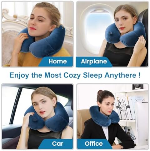 Keemall Inflatable Neck & Shoulder Travel Pillow for Airplane Naps