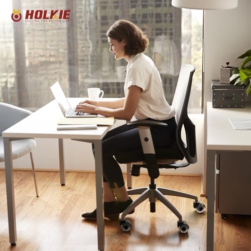 HOLKIE Office Chair Wheels Set of 25 Replacement 2 Inch Dual Casters - Universal Fit 11mm Rubber Smooth Quiet Rolling Casters - for Hardwood Floors Carpet Computer Grey