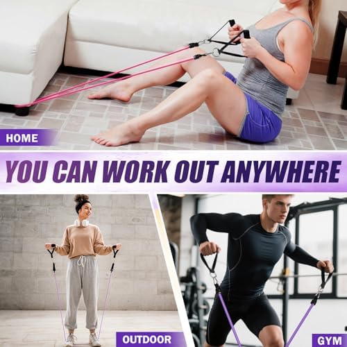 WHATAFIT Resistance Bands with Handles, 150 lb Exercise Bands Set