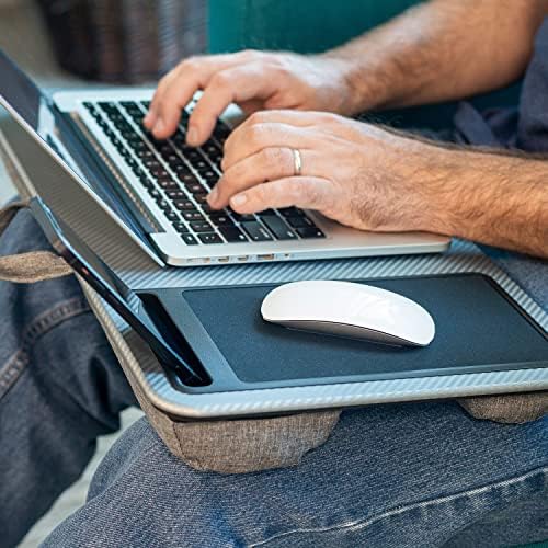 LAPGEAR Home Office Left-Hand Lap Desk – Silver Carbon, Fits 15.6” Laptops