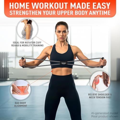 Figure 8 Resistance Bands for Arm, Back – 3-Level Latex Heavy Exercise Bands with Handles for Strength Training, Full Body Workout, Physical Therapy, Pilates, Yoga, Home Gym Equipment for Women