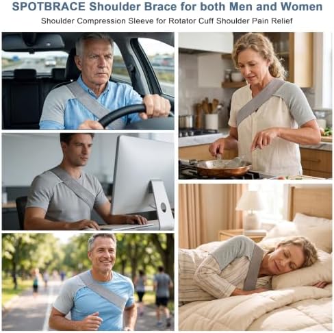 SPOTBRACE Compression Shoulder Brace Men Women Shoulder Sleeve, Gray XL/XXL