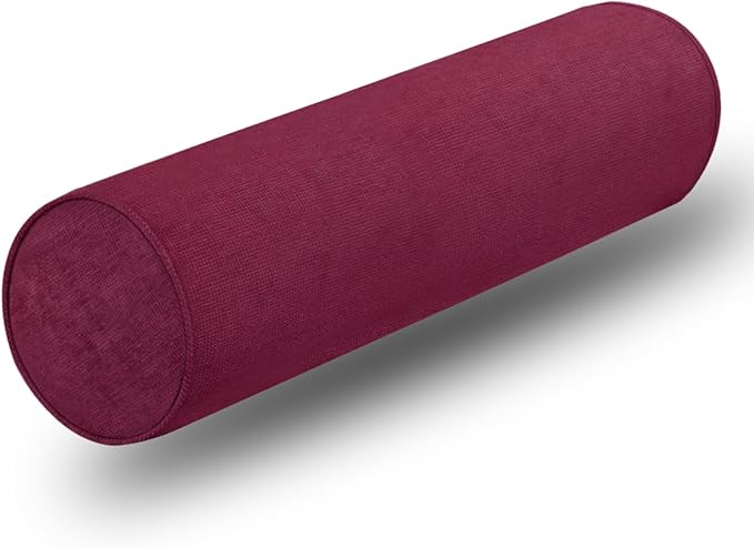 Cylinder Round Memory Foam Support Pillows Cervical Neck Roll Pillow with Pillowcase Soft, Comfortable and Breathable for Sleeping, Chair, Car, Sofa,Travel (Rose Red, 24x6)