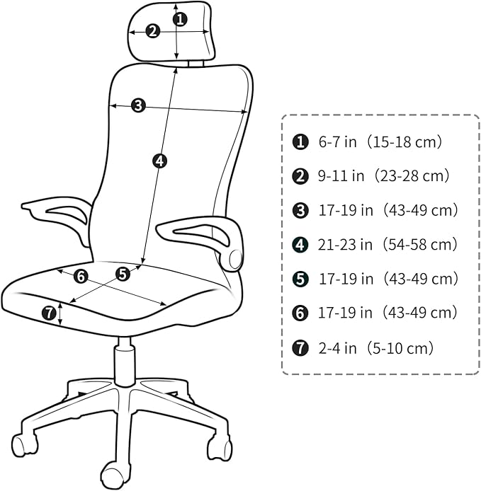 FORCHEER Ergonomic Office Chair Covers Set with Headrest Cover Water Repellent Managerial Chair Cover for Office Executive Chair,Black