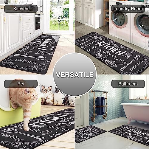 HEBE Anti Fatigue Kitchen Rugs Set of 2, Cushioned Kitchen Mats for Floor
