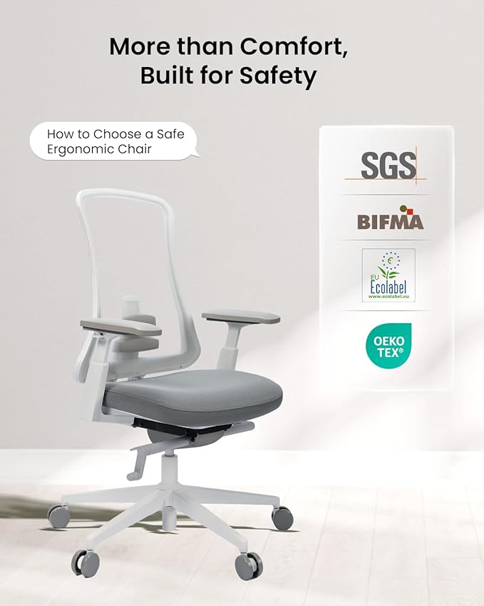 ProtoArc Ergonomic Office Chair - Flexer Pro Mesh Desk Chair with Lumbar Support for Women, Slide Seat & 4D Armrests, Tilt Lock | Stylish & Comfortable for Home Office, Computer Work - White