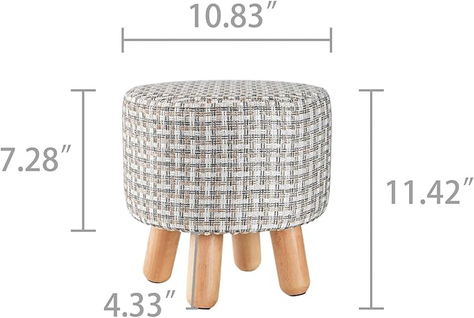 H&B Luxuries Fabric Round Padded Ottoman Foot Rest Stool