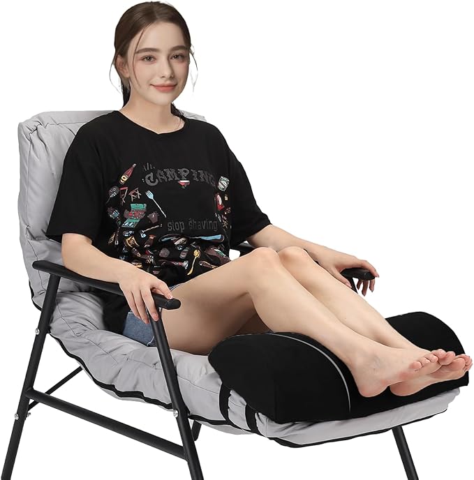 Recliner Foot Pillow High Resilience Foam - Leg Pillow for Sleeping Soft and Supportive Half Moon Bolster Pillow Recliner Pillows for Headrest Back Lumbar Support and reducing heel pressure (Black)