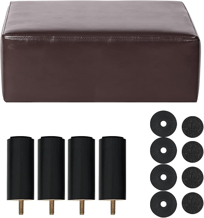 Joveco Small Foot Rest Stool Ottoman, Faux Leather Footrest Footstool for Chair, Under Desk, Office, Living Room, Brown