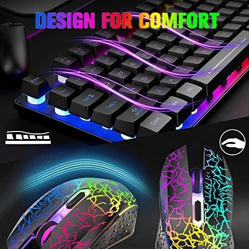 Wireless Membrane Gaming Keyboard and Mouse Set with 87Key Tenkeyless-Black