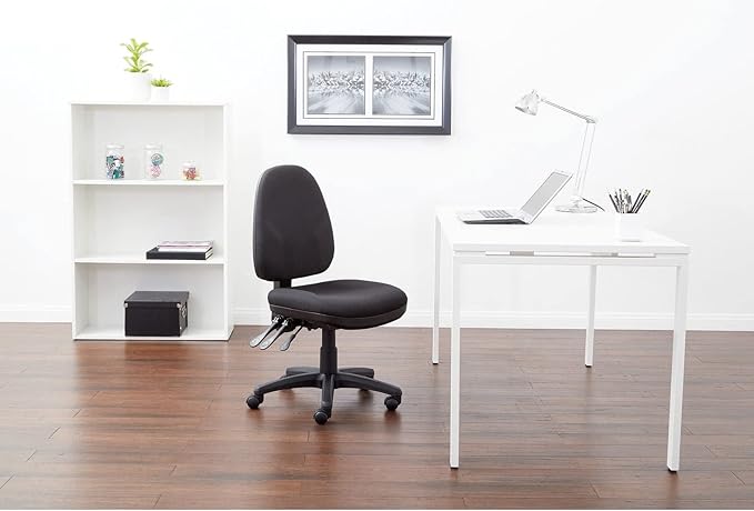 Office Star Ergonomic Dual Function Office Task Chair with Adjustable Padded Back and Built-in Lumbar Support, Armless, Diamond Gold Dust Fabric