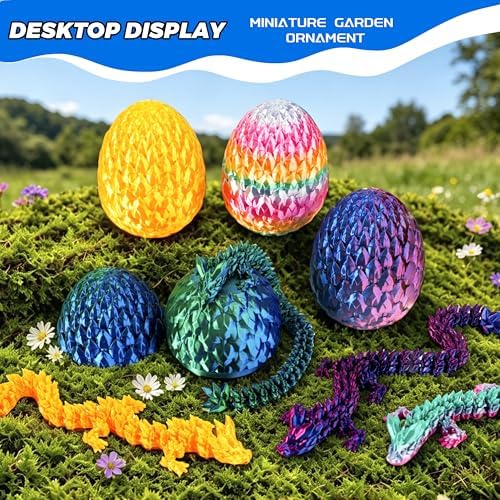 8.5in 3D Printed Dragon Eggs, Articulated Fantasy Fidget Toys
