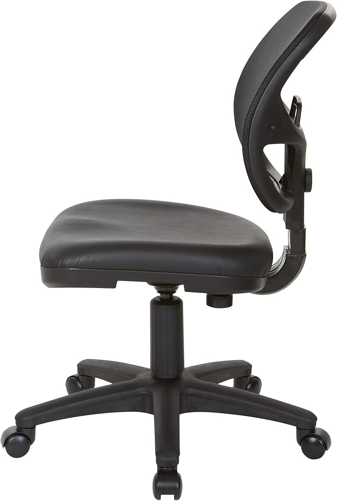 Office Star EM Series Mesh Screen Back Office Task Chair with Built-in Lumbar Support and Adjustable Back, Black Vinyl