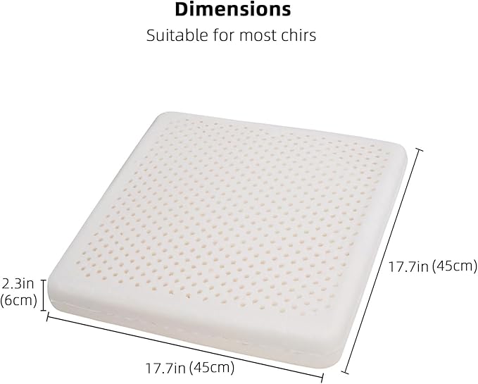 Latex Seat Cushion for Long Hours of Sitting - Office Chair, Car & Wheelchair,Pressure Relief Seat Cushion for Sciatica and Tailbone Pain Relief, Maintains Shape,Bouncy Soft and Supportive.