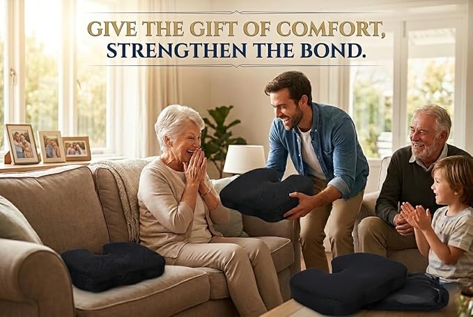 Premium Orthopedic Memory Foam Seat Cushion for Office Chair & Car Seat .Ergonomic U-Shape Coccyx Pillow for Tailbone & Sciatica Pain Relief Lower Back Problems and Long Sitting Comfort. (Black)