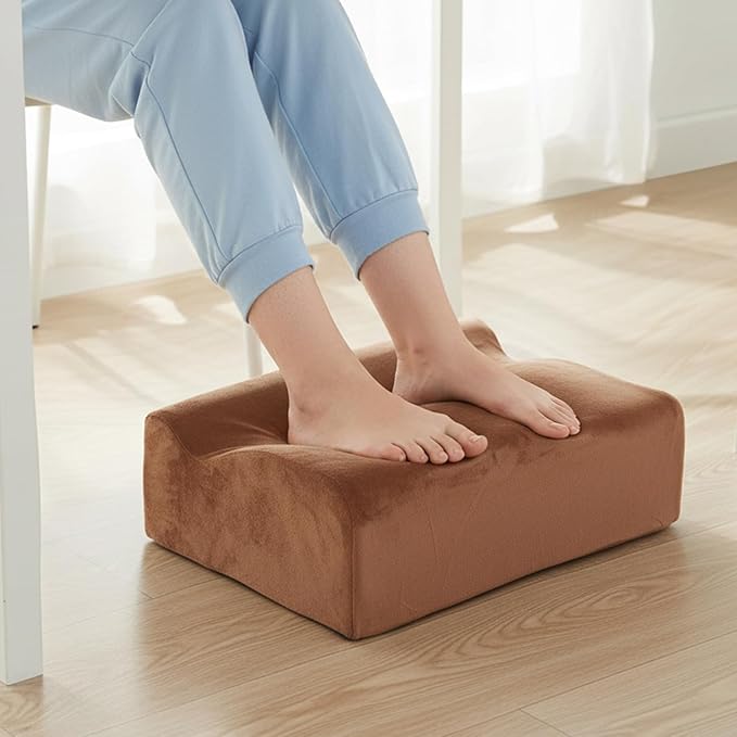 Foot Rest for Under Desk at Work. Multifunctional 3-Tier Foot Stool Office Desk Accessories, Soft Ergonomic Footrest,Support Foot Pillow,Heel Chair,Leg Elevation Pillow (Brown, One Size)