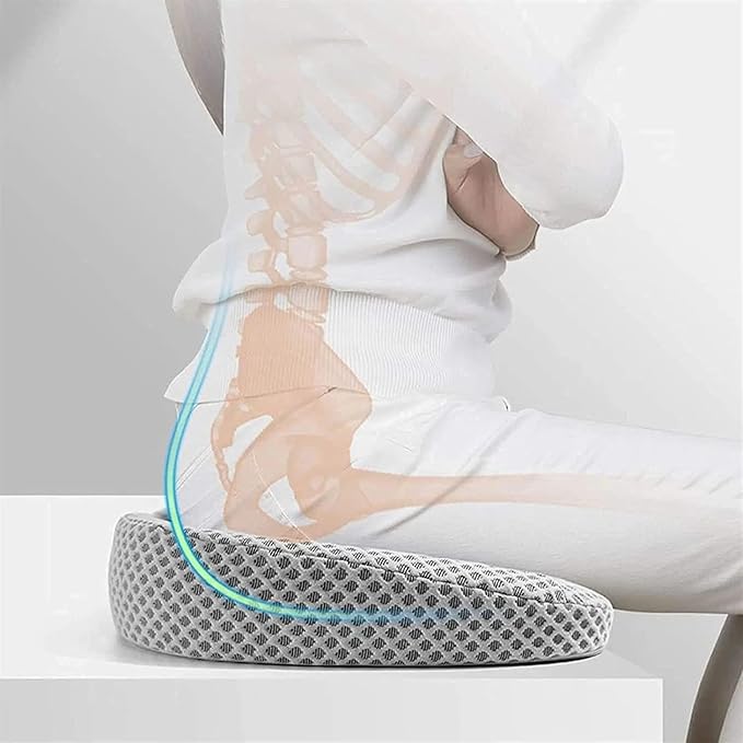 Orthopedic Seat Cushion with Memory Foam for Back Pain Relief & Posture Support, Non-Slip Chair Pad for Office, Car, and Home Sitting Comfort