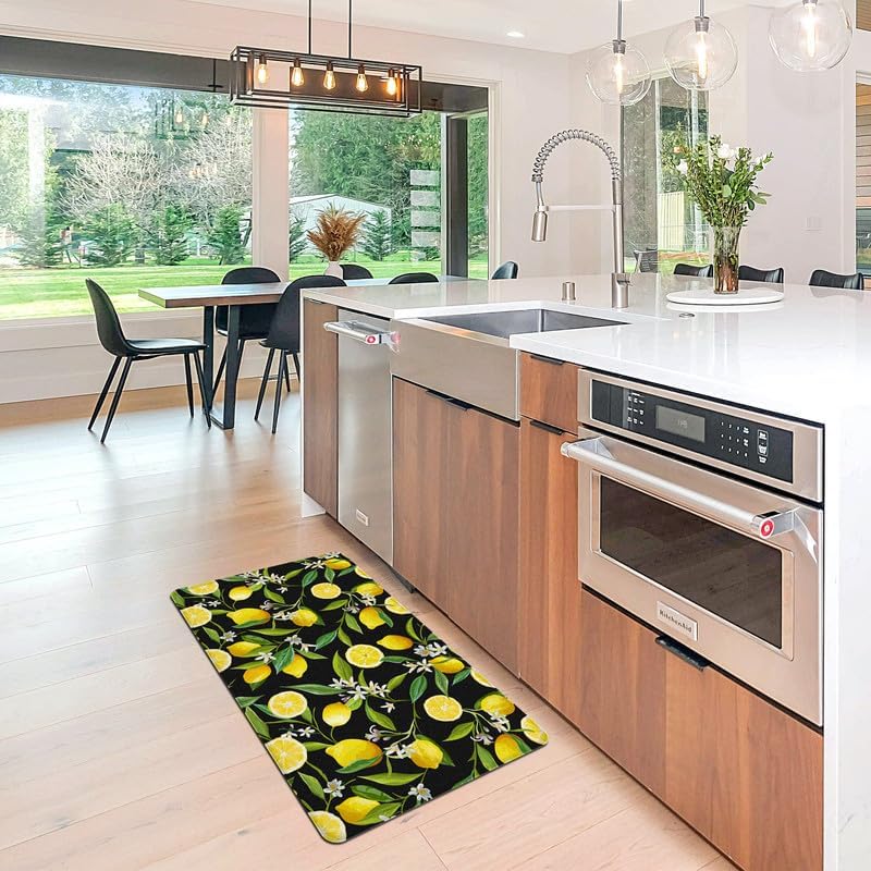 Lemon Kitchen Decor Kitchen Mat, Cushioned Anti Fatigue, Non-Slip