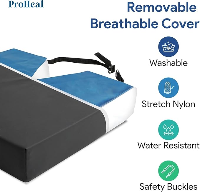 Gel Coccyx Wheelchair Seat Cushion - Tailbone Pressure and Pain Relief - Gel Infused High Density and Resilient Foam with Coccyx Cut Out - 16" x 16" - 2” Low Profile - 1 Year Warranty