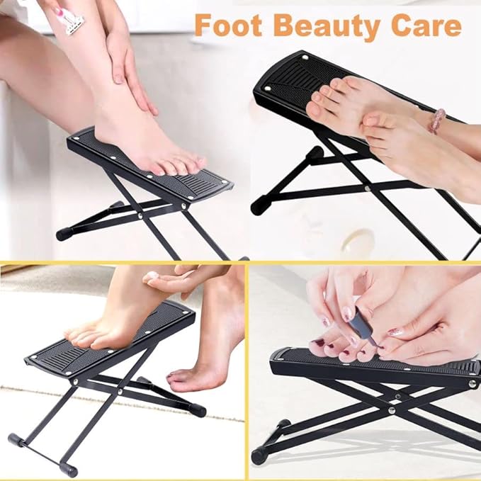 ZtohPyo Foldable Foot Rest, 6-Height Adjustable Spa Foot Stand, Non-Slip Sturdy Foot Care Stand for Easy Home Pedicures, Beauty Pedicure Stool Tool
