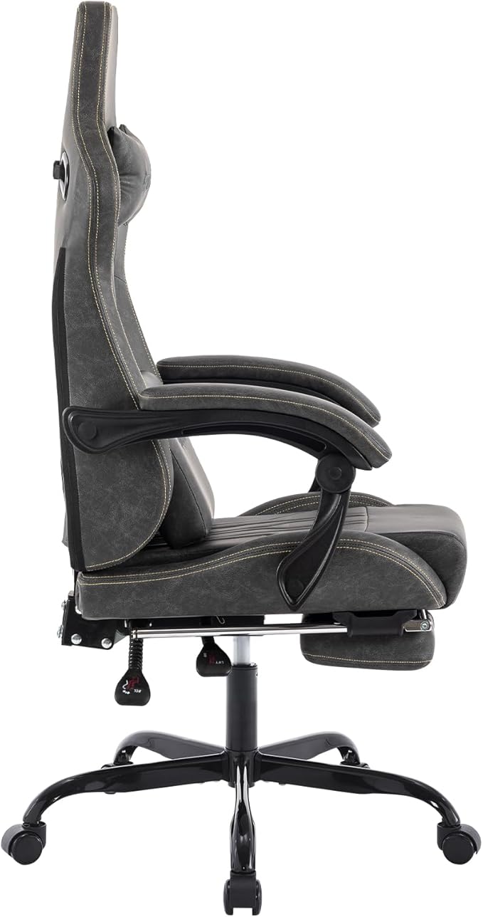 Gaming Chair with Footrest Ergonomic Computer Chair Massage Lumbar Cushion, Racing Video Game Chair Adjustable Rocker Recliner Executive Office Desk Chair Pu Leather for Adults