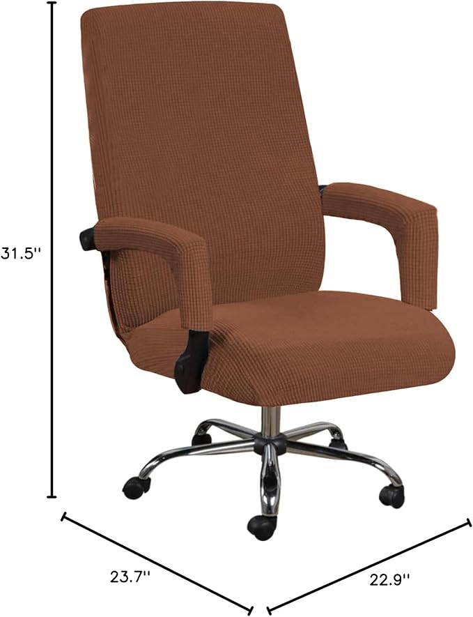 H.VERSAILTEX Home Office Chair Covers,Stretchable High Back Universal Executive Boss Gaming Chair Covers - Non Slip Thick Jacquard, Caramel - Large