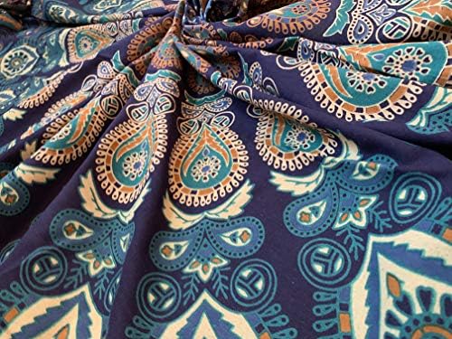 Raajsee Round Beach Tapestry Turquoise Mandala Throw/Boho Hippie Beach Blanket Roundie/Indian Cotton Bohemian Large Round Table Cloth-Home Decor/Yoga Mat Meditation Picnic Rug 69 inch