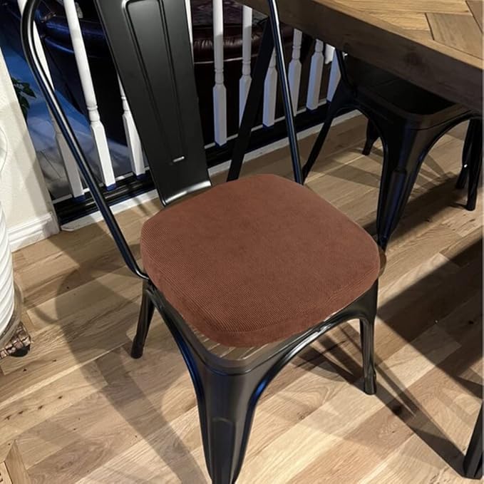 Big Hippo Chair Pads Memory Foam Chair Cushion with Ties for Dining Chair Non Slip Kitchen Pads and Dining Room Seat Cushion with Machine Washable Cover - 17"x16" (Brown)