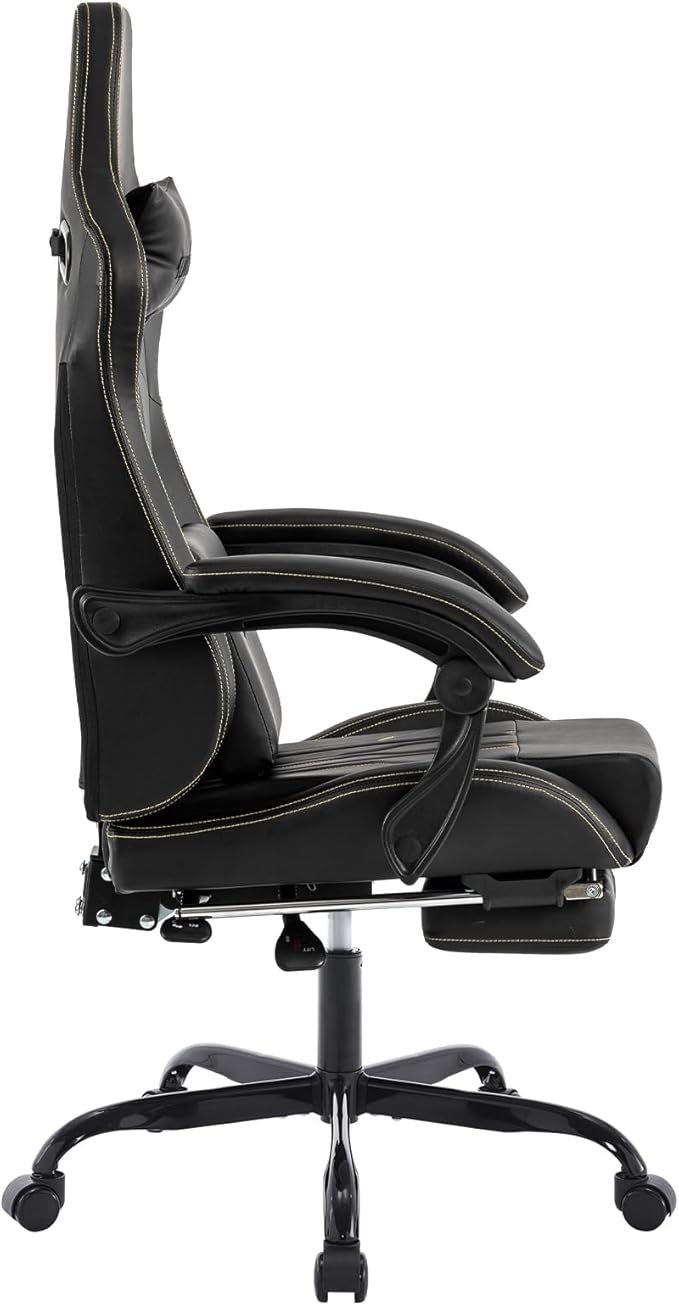 Gaming Chair with Footrest Ergonomic Computer Chair Massage Lumbar Cushion, Racing Video Game Chair Adjustable Rocker Recliner Executive Office Desk Chair Pu Leather for Adults
