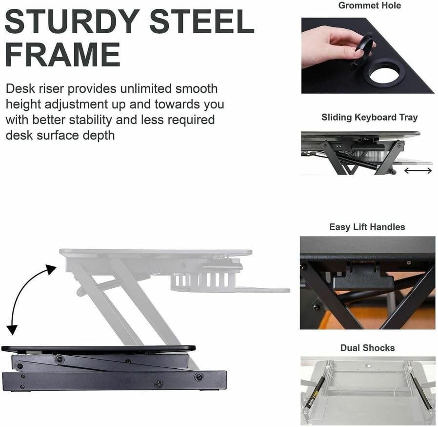 Lorell Adjustable Desk/Monitor Riser, Black