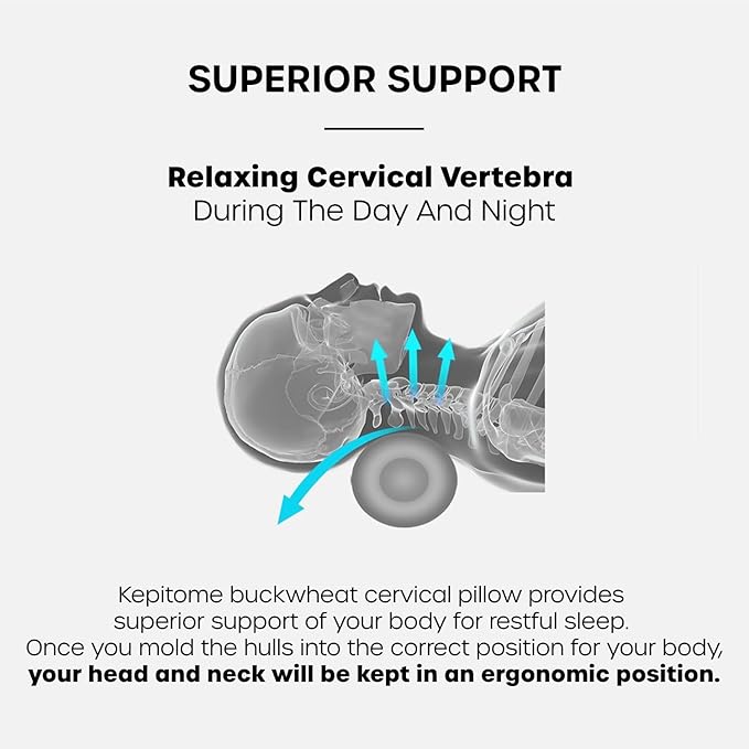 12-inch Korean Buckwheat Cervical Neck Roll — Compact Cypress-Filled Bolster Pillow for Targeted Neck Support (BTS Jungkook's Pick) — Adjustable Firmness, Organic Cotton Cover