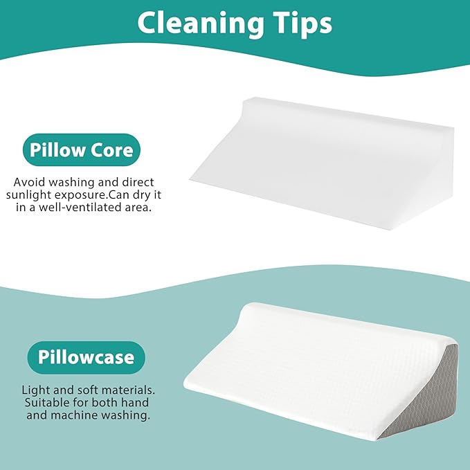 Bedluxe Wedge Pillow for Side Sleeping, Comfort Foam Back Pillow for Side Sleeper, Bed Wedges & Body Positioners for After Surgery, Pregnancy Support, Back Pain, Preventing Bedsores, White/Grey