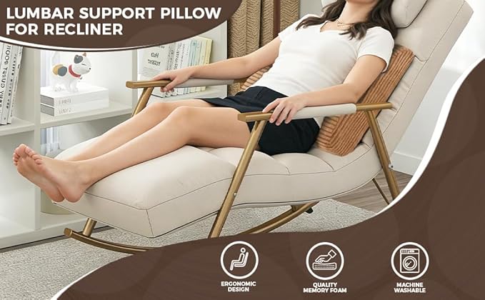 Large Lumbar Cushion Lumbar Support Pillow, Ergonomic Lumbar Pillow with Machine Washable, Help Relieve Pain of Back, Lumbar, Tailbone and Sciatic Nerve Support. (Light Brown)