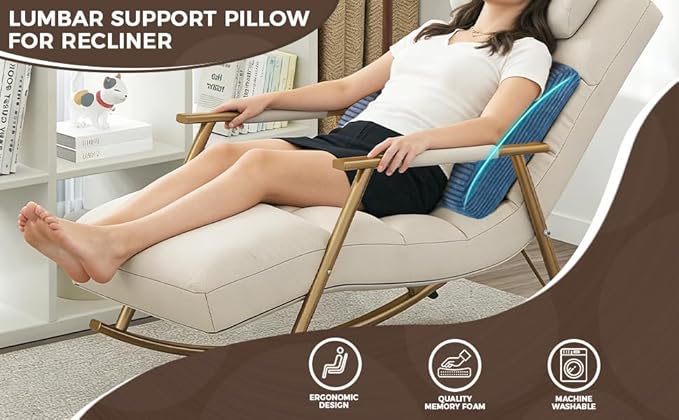 Large Lumbar Cushion Lumbar Support Pillow, Ergonomic Lumbar Pillow with Machine Washable, Help Relieve Pain of Back, Lumbar, Tailbone and Sciatic Nerve Support. (Navy)