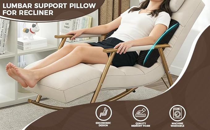 Large Lumbar Cushion Lumbar Support Pillow, Ergonomic Lumbar Pillow with Machine Washable, Help Relieve Pain of Back, Lumbar, Tailbone and Sciatic Nerve Support. (Black)