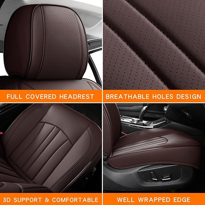 MINGBRON Car Seat Covers,Car Seat Protector Waterproof,Seat Covers Full Set, Car Seat Protectors,Automotive Seat Covers Fit for Most Cars Brown