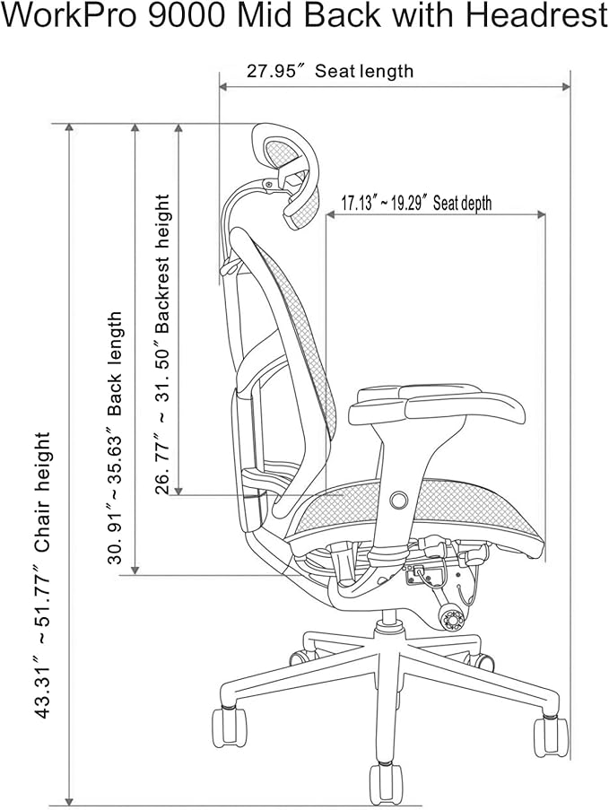 WorkPro® Quantum 9000 Series Ergonomic Mesh High-Back Executive Office Chair, Black, BIFMA Compliant