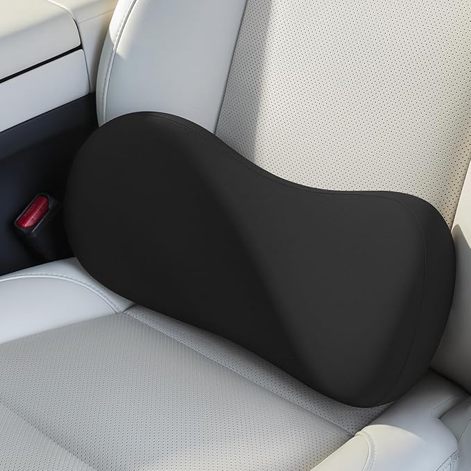 Lumbar Support Pillow - Back Pain Relief Cushion, Fits Tightly Around the Coccyx, Ergonomics Memory Foam, Skin-Friendly Fabric, Fit Car Drive, Office Chair, Rest Seat, Wheelchair (Black)