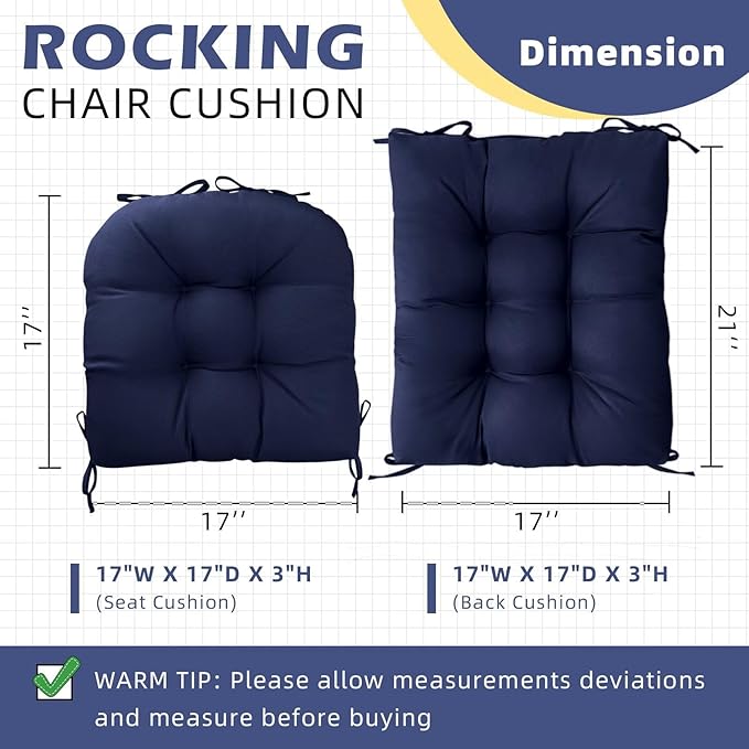 1 Pack Outdoor Rocking Chair Cushion Wicker Chair Cushion with Ties Overstuffed Seat Pad for Patio Porch Rocker Chair Red