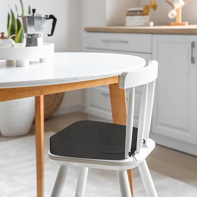 17'' x 16'' x 2.5"Thick Chair Cushions for Dining Chairs, 4 Pack WaterProof Easy Clean Kitchen Chair Pads with Ties and Non-Slip Backing - 30D High Elastic Foam Soft Kitchen Chair Cushions