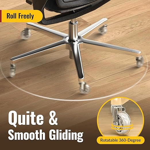 HOLKIE Gaming Chair Wheels - Silent Roller Blade Casters for Esports Rig Replacement - Heavy Duty 11x22mm - Smooth 360° Stealth Glide for Hardwood & Carpet - Set of 5 Silver