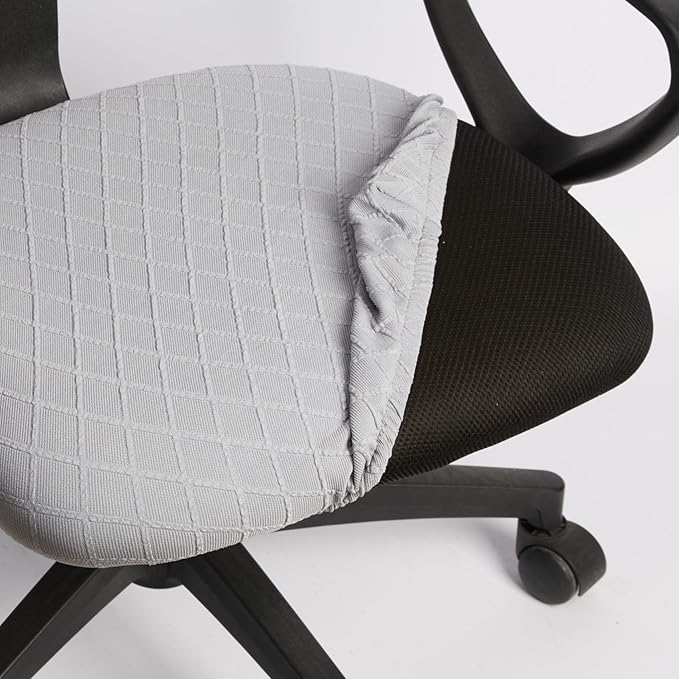 Melaluxe Stretch Jacquard Office Chair Cover, Removable Washable Desk Chair Cover Rotating Chair Seat Slipcover, Silver