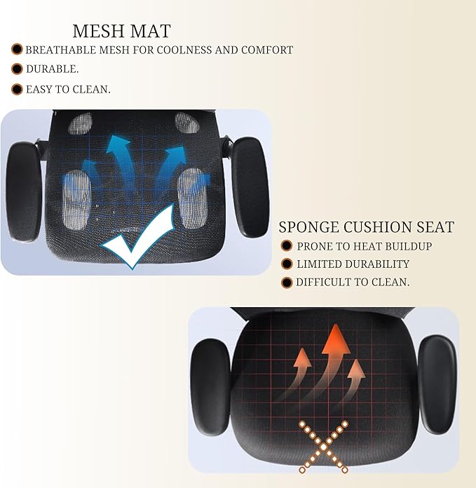 Ergonomic Mesh Office Chair with Lumbar Support - Adjustable Seat Height, Flip-Up Arms Breathable Mesh Desk Chair for Home Office, Work & Gaming (Black)