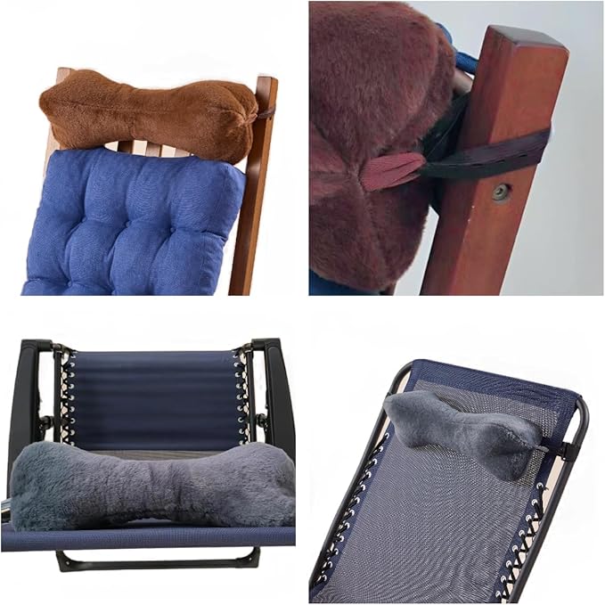 Head Recliner Pillow Adjustable Cotton Headrest Pillows for Recliner Chairs, Pain Relief Neck Support Pillow for Travel Home Sofa Armchair with Zipper Cover (Cream)