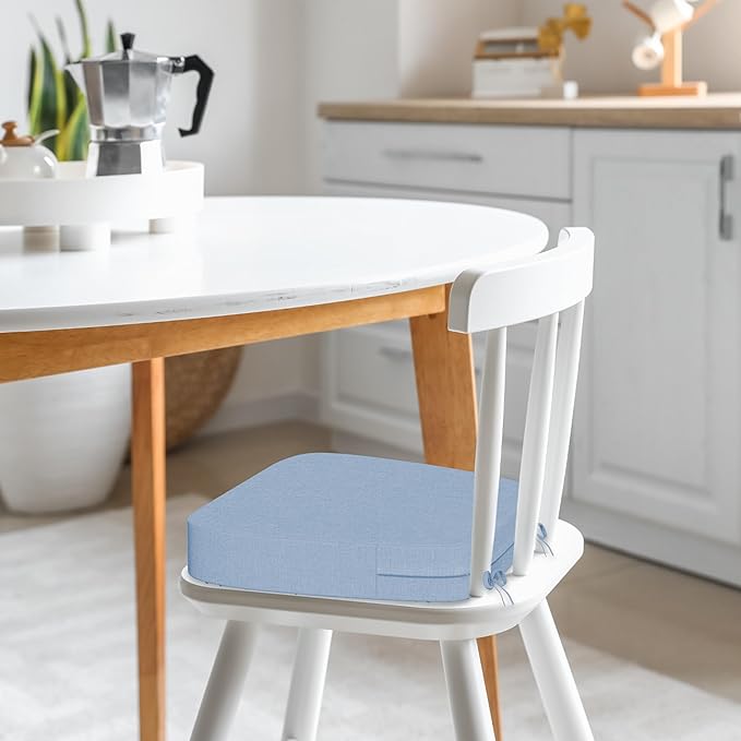 17'' x 16'' x 2.5"Thick Chair Cushions for Dining Chairs, 4 Pack WaterProof Easy Clean Kitchen Chair Pads with Ties and Non-Slip Backing - 30D High Elastic Foam Soft Kitchen Chair Cushions