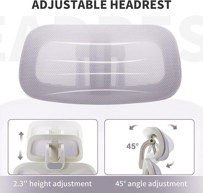 Ergonomic Office Chair with Footrest, 90-135° Reclining High Back Desk Chair with Lumbar Support, 2D Headrest, 2D Armrests, Computer Chair for Long Hours, Purple
