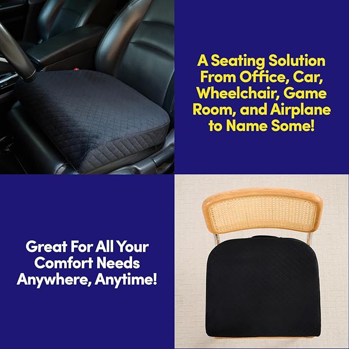 Extra Large Seat Cushion for Office Chair โ
- Ergonomic Pillow for Desk Chair, Wheelchair, Airplane, Stadium, Car Seat, Gamers โ
โ Non-Slip Support Pad for Work, Automotive & Mobility, 19" x 17" x 3"