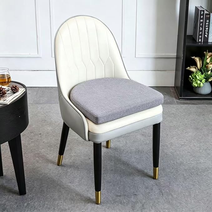 18 x 18 Inch Chair Pads for Dining Chairs Set of 2 with Ties Non Slip Washable Seat Cushion with Zipper Indoor Round Back Chair Cushions for Kitchen, Mid Grey